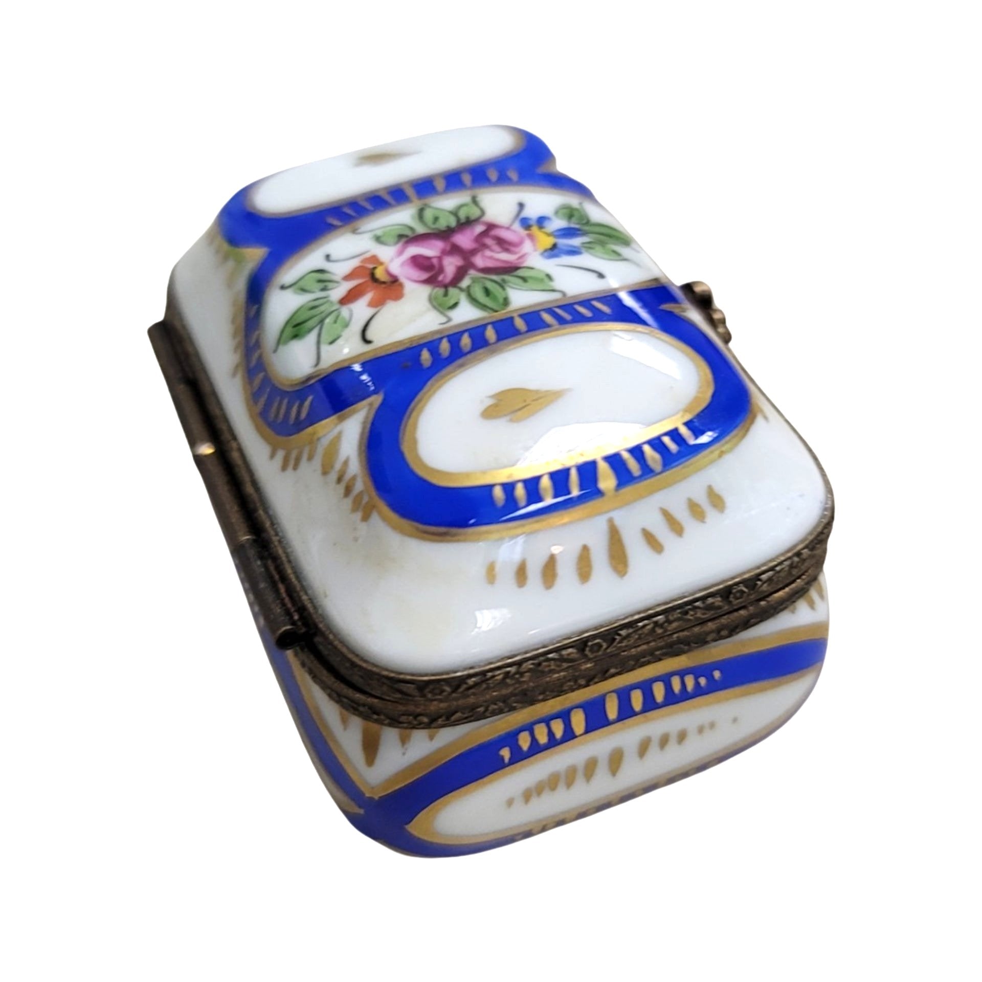 Blue Floral Limoges Box Porcelain Limoges LIMOGES BOXES traditional French Trinket Box