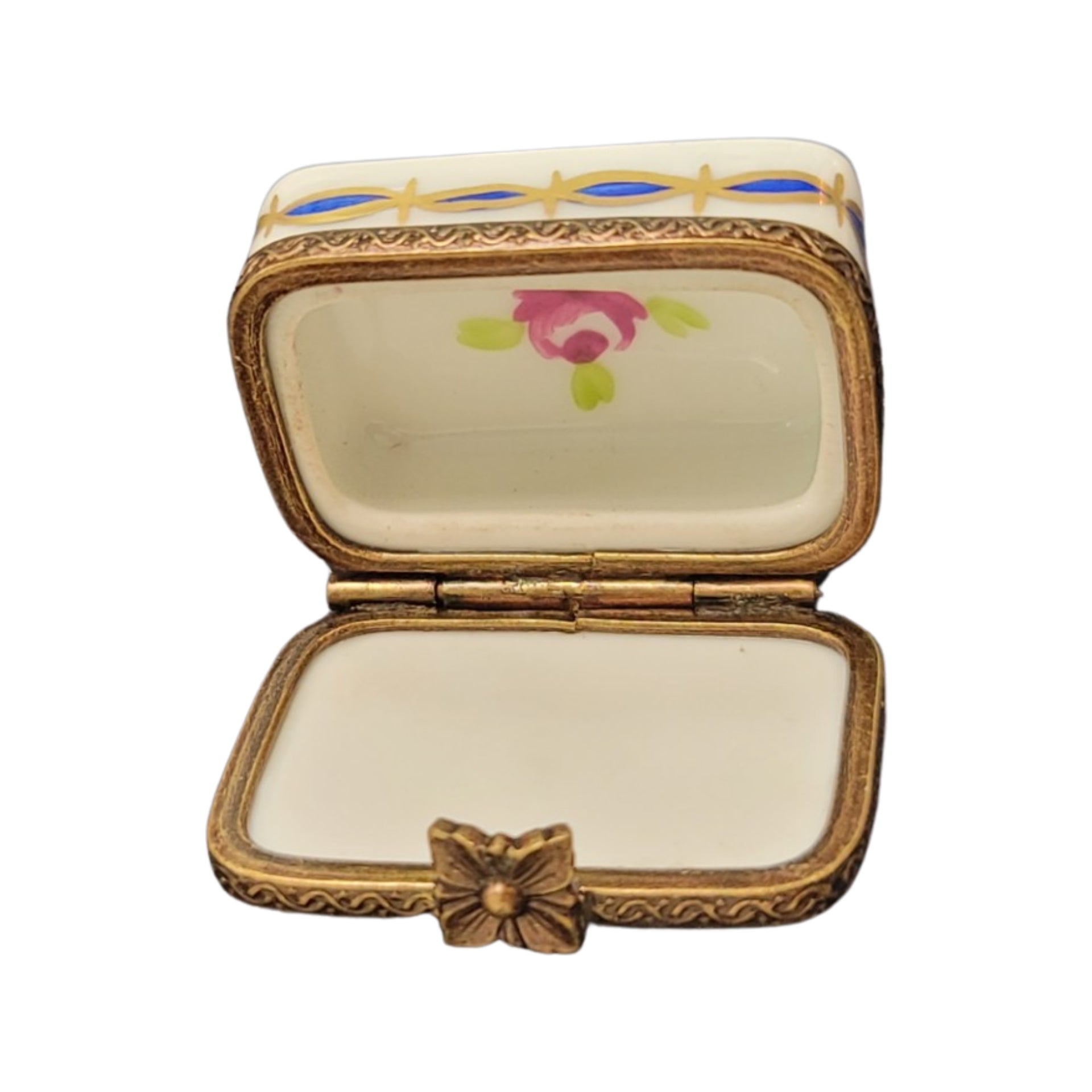 Blue Floral Limoges Pill Box Porcelain Limoges LIMOGES BOXES traditional French Trinket Box