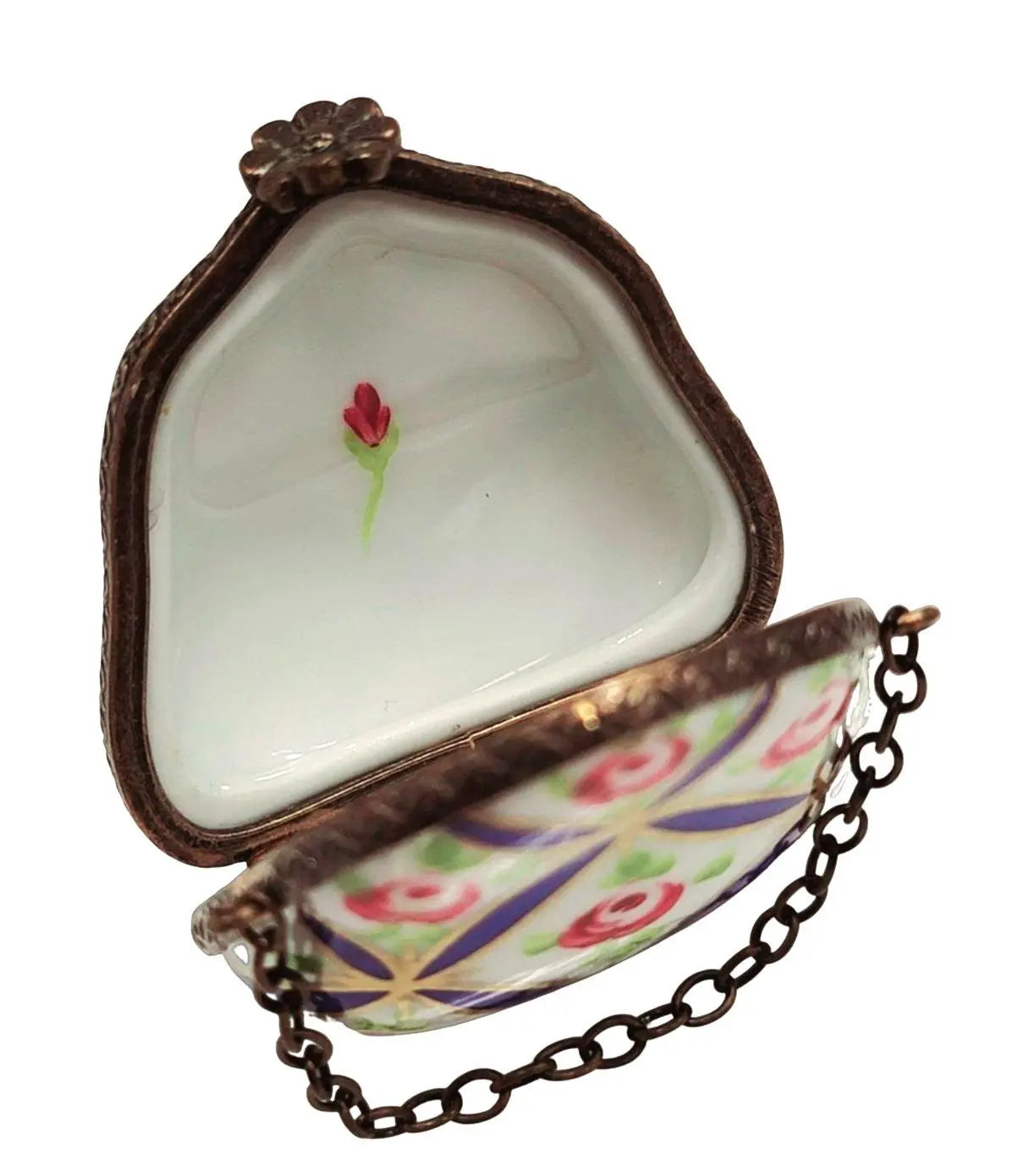 Blue Floral Limoges Purse Box Porcelain Limoges purse trinket box limoges French Trinket Box