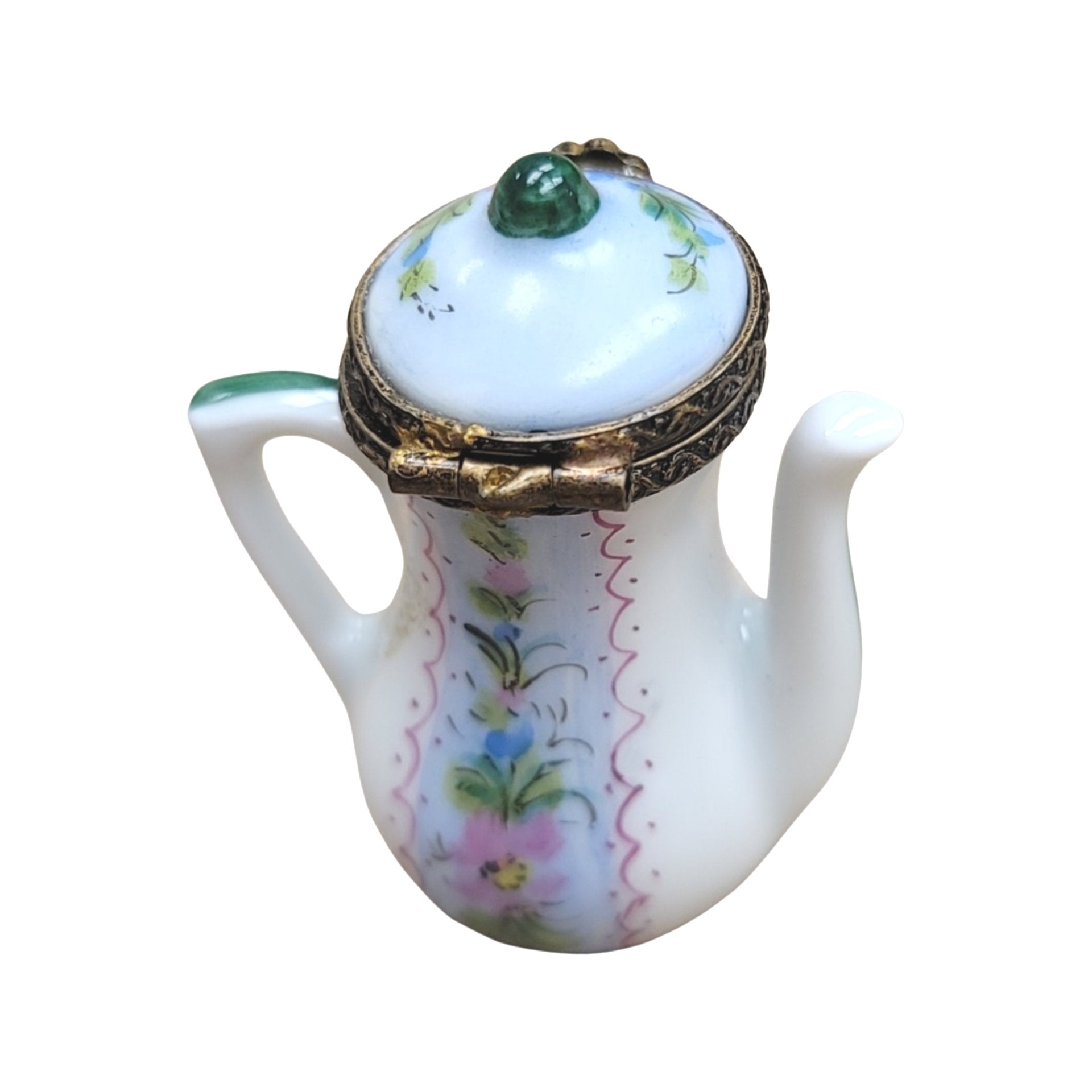 Blue Floral Limoges Teapot Porcelain Limoges China French Trinket Box