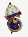Blue Floral Perfume Egg Porcelain Limoges perfume egg French Trinket Box