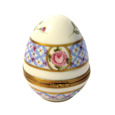 Blue Floral Porcelain Egg Porcelain Limoges Egg Limoges Boxes traditional Easter French Trinket Box