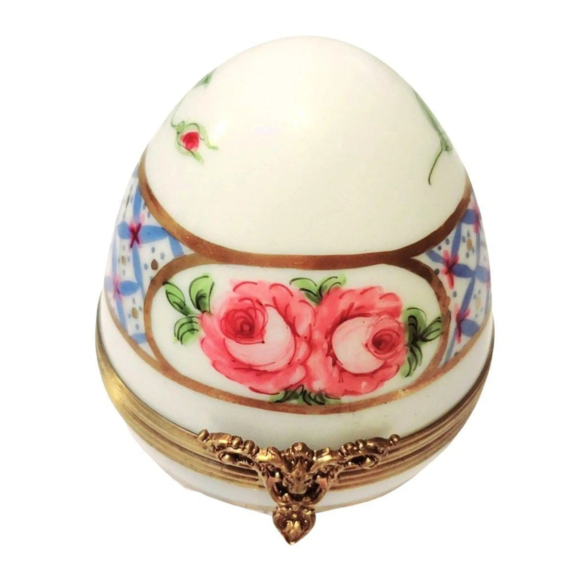 Blue Floral Porcelain Egg Porcelain Limoges Egg Limoges Boxes traditional Easter French Trinket Box