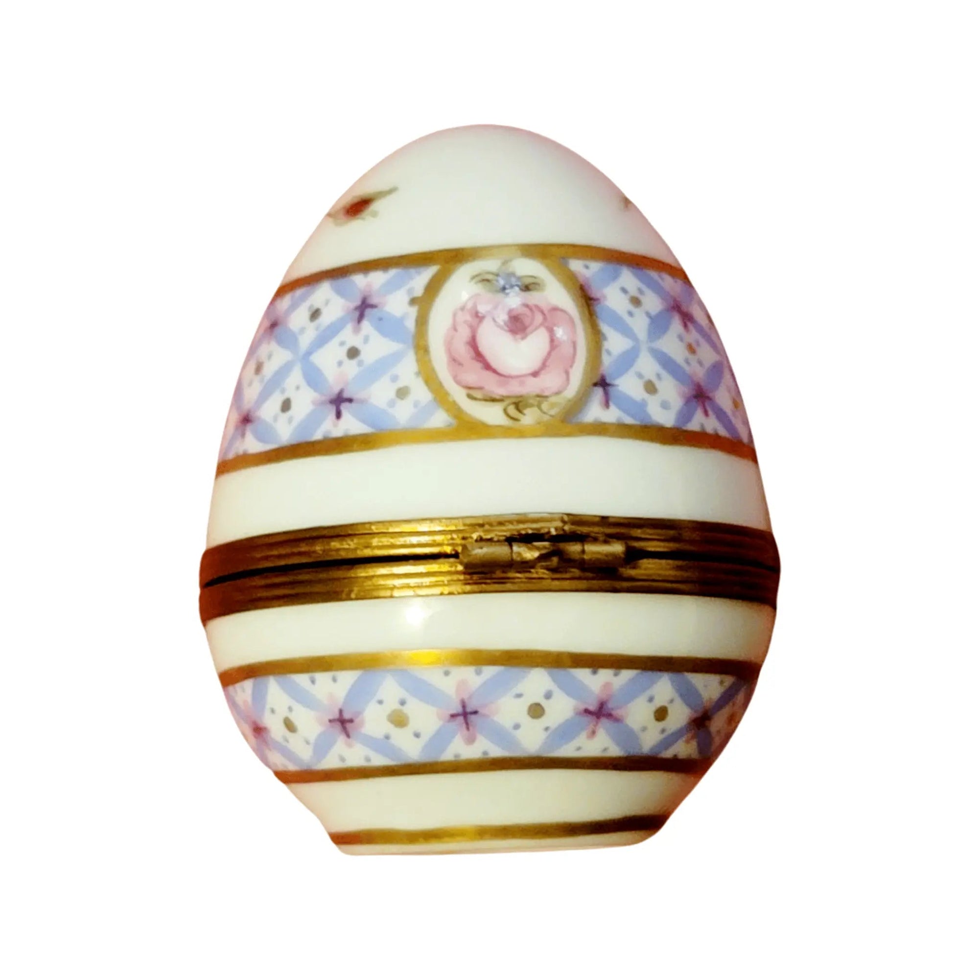 Blue Floral Porcelain Egg Porcelain Limoges Egg Limoges Boxes traditional Easter French Trinket Box