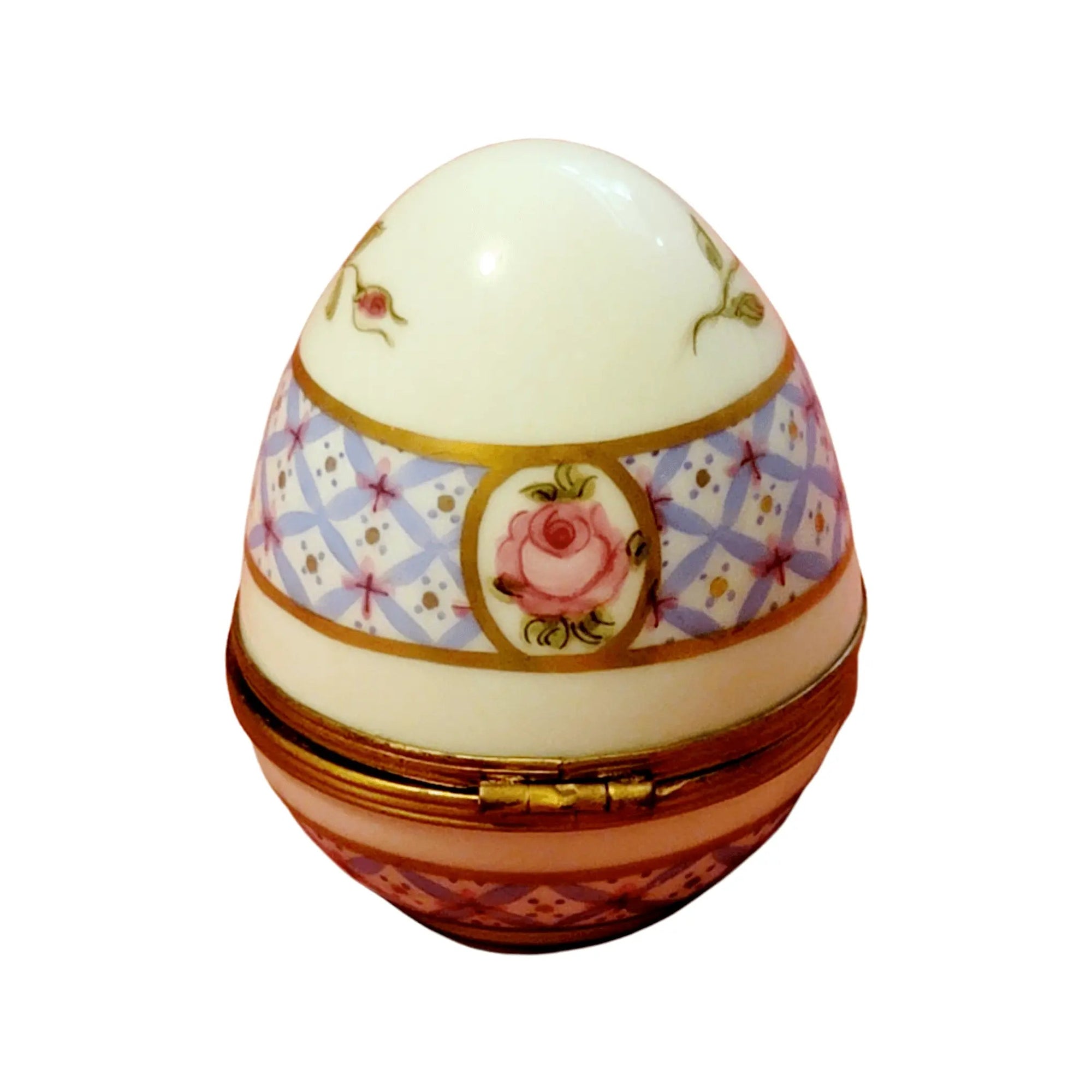 Blue Floral Porcelain Egg Porcelain Limoges Egg Limoges Boxes traditional Easter French Trinket Box
