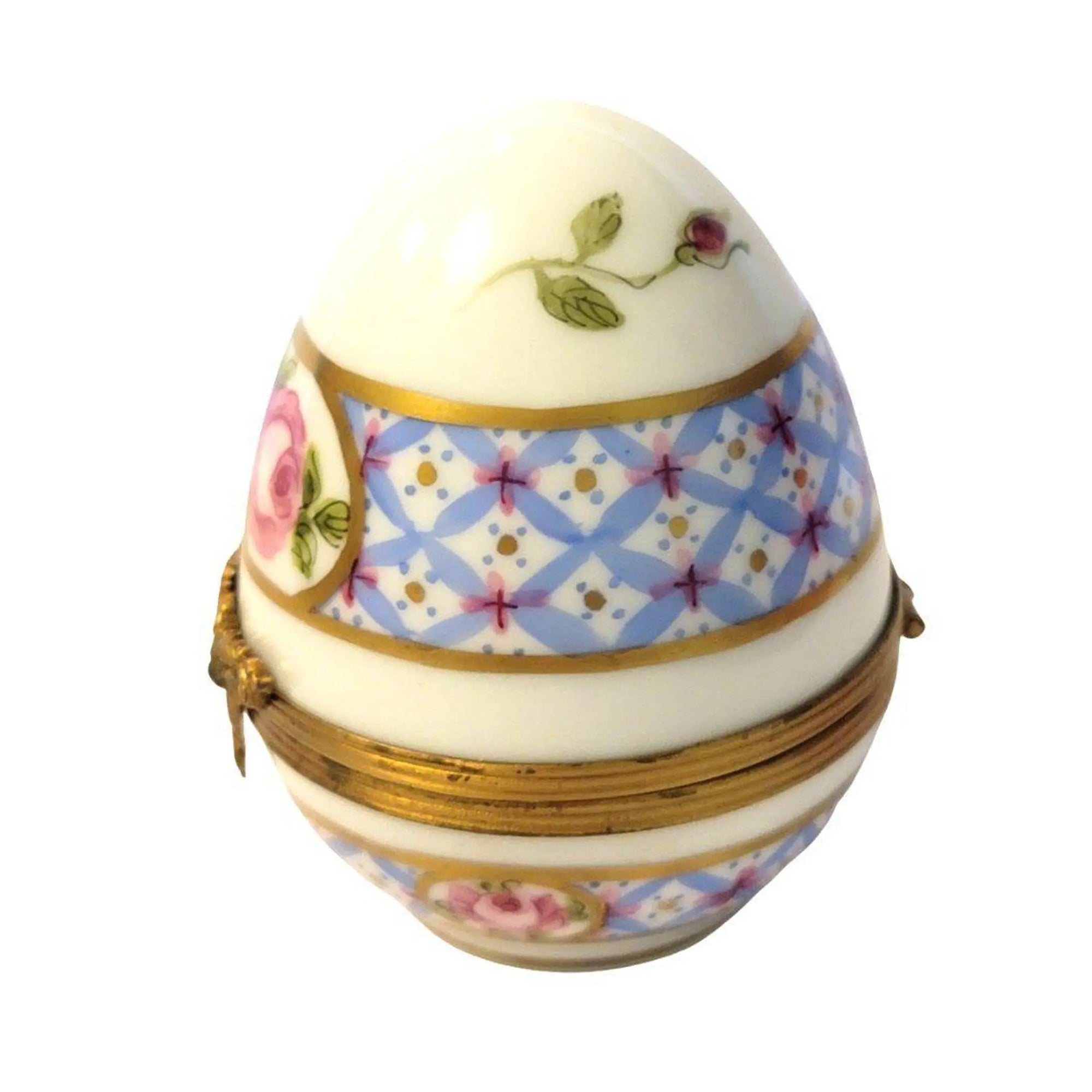 Blue Floral Porcelain Egg Porcelain Limoges Egg Limoges Boxes traditional Easter French Trinket Box