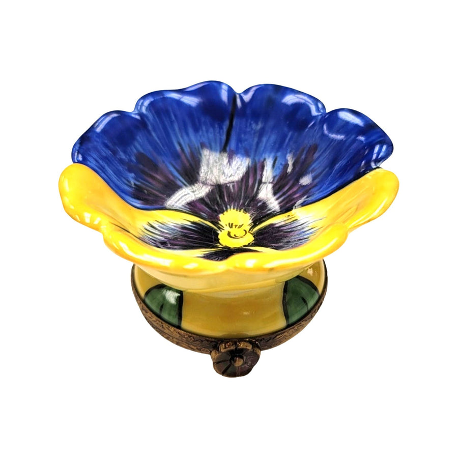 Blue Flower Bud Limoges Box Porcelain Limoges valentine rose garden French Trinket Box