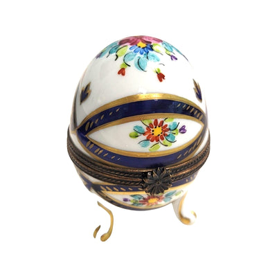 Blue Footed Limoges Trinket Egg Porcelain Limoges egg LIMOGES BOXES French Trinket Box