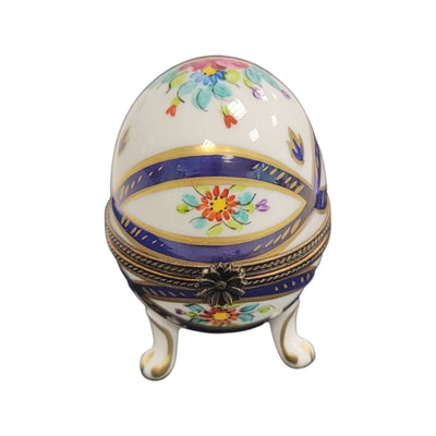 Blue Footed Limoges Trinket Egg Porcelain Limoges egg LIMOGES BOXES French Trinket Box