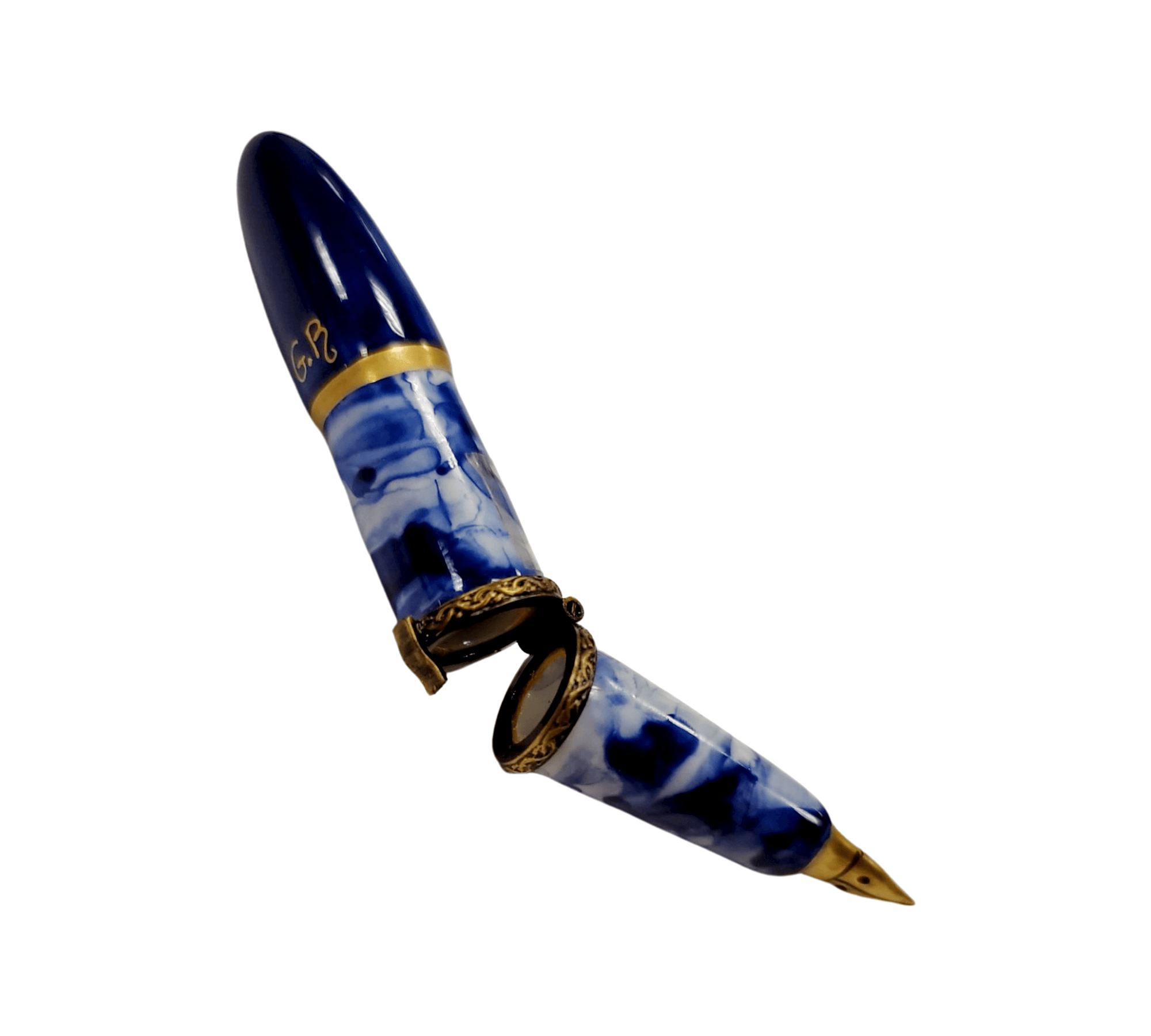 Blue Fountain Pen Limoges Box Porcelain Limoges home professional French Trinket Box