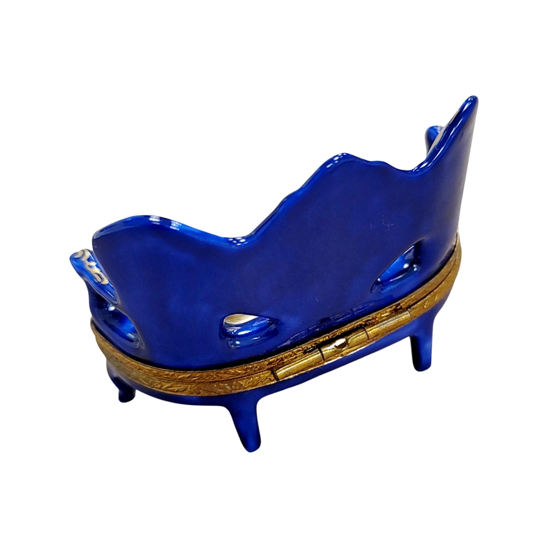 Blue French Love Seat Figurine Porcelain Limoges furniture French Trinket Box