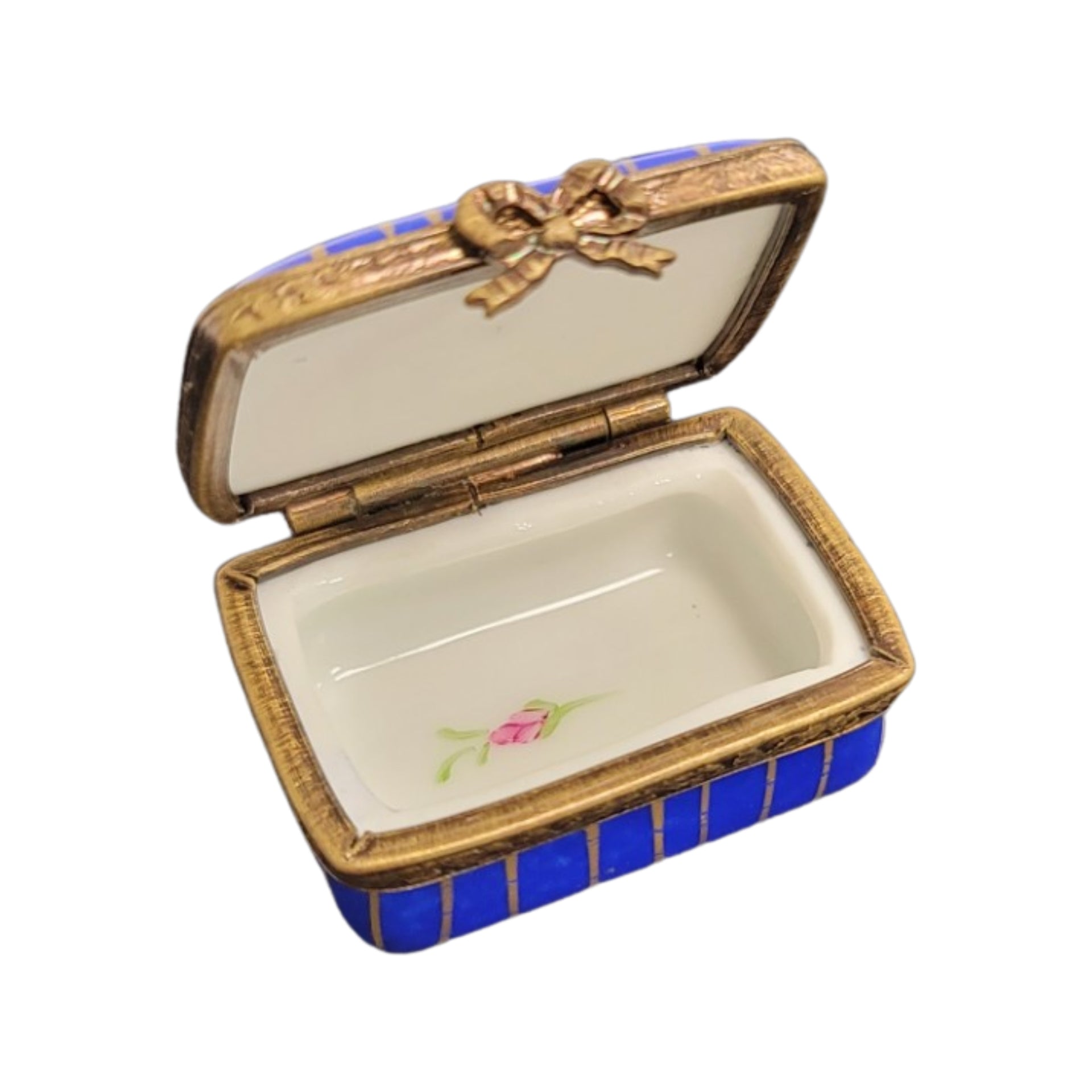Blue French Porcelain Pill Box Porcelain Limoges LIMOGES BOXES traditional French Trinket Box