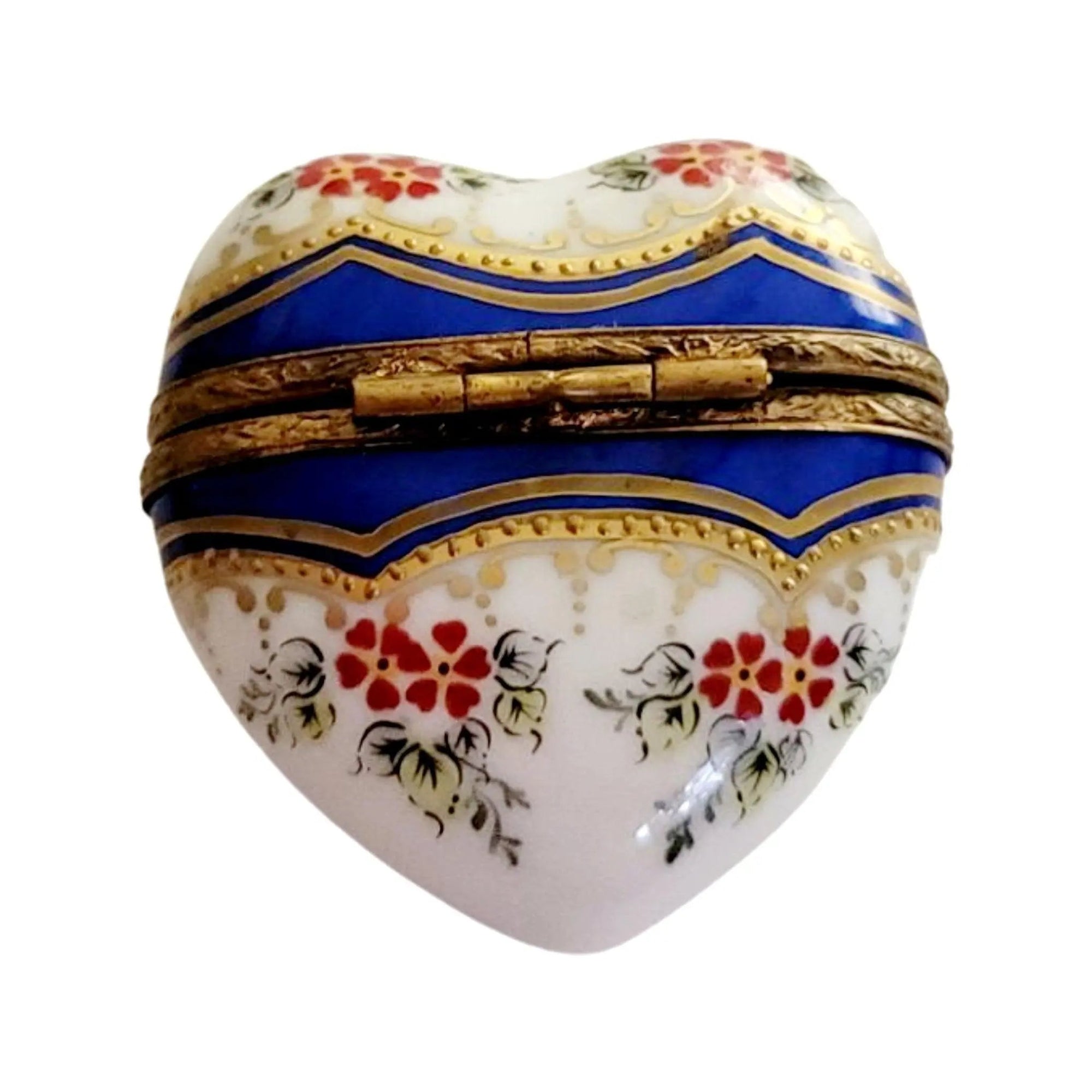 Blue Gold Heart Trinket Box Porcelain Limoges HEART LIMOGES BOXES love French Trinket Box