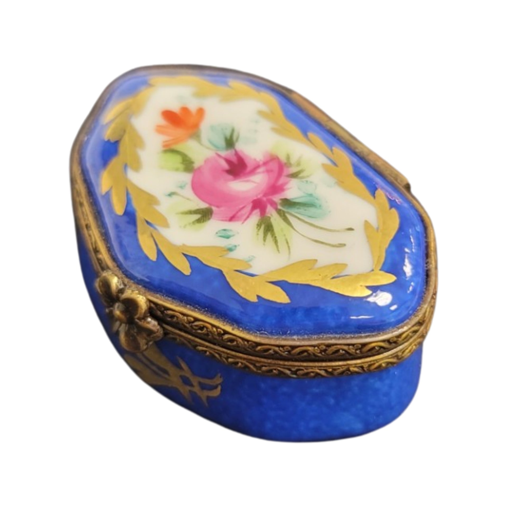 Blue Hand Painted Limoges Box Porcelain Limoges LIMOGES BOXES traditional French Trinket Box