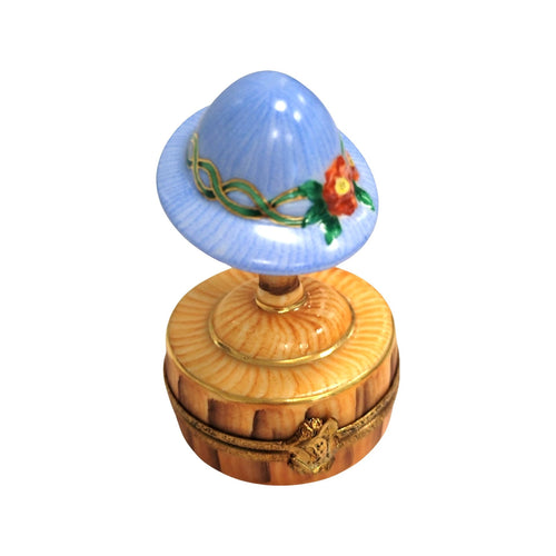 Blue Hat Limoges Box Figurine Porcelain Limoges Limoges Box Women hat fashion French Trinket Box
