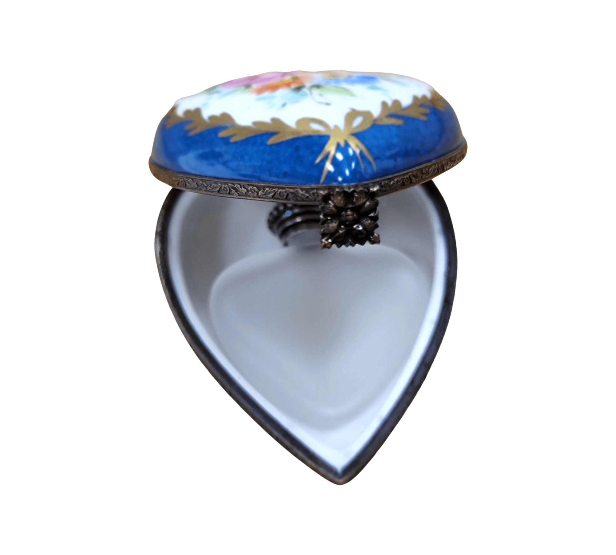 Blue Heart Limoges Perfume Box Porcelain Limoges heart perfume French Trinket Box