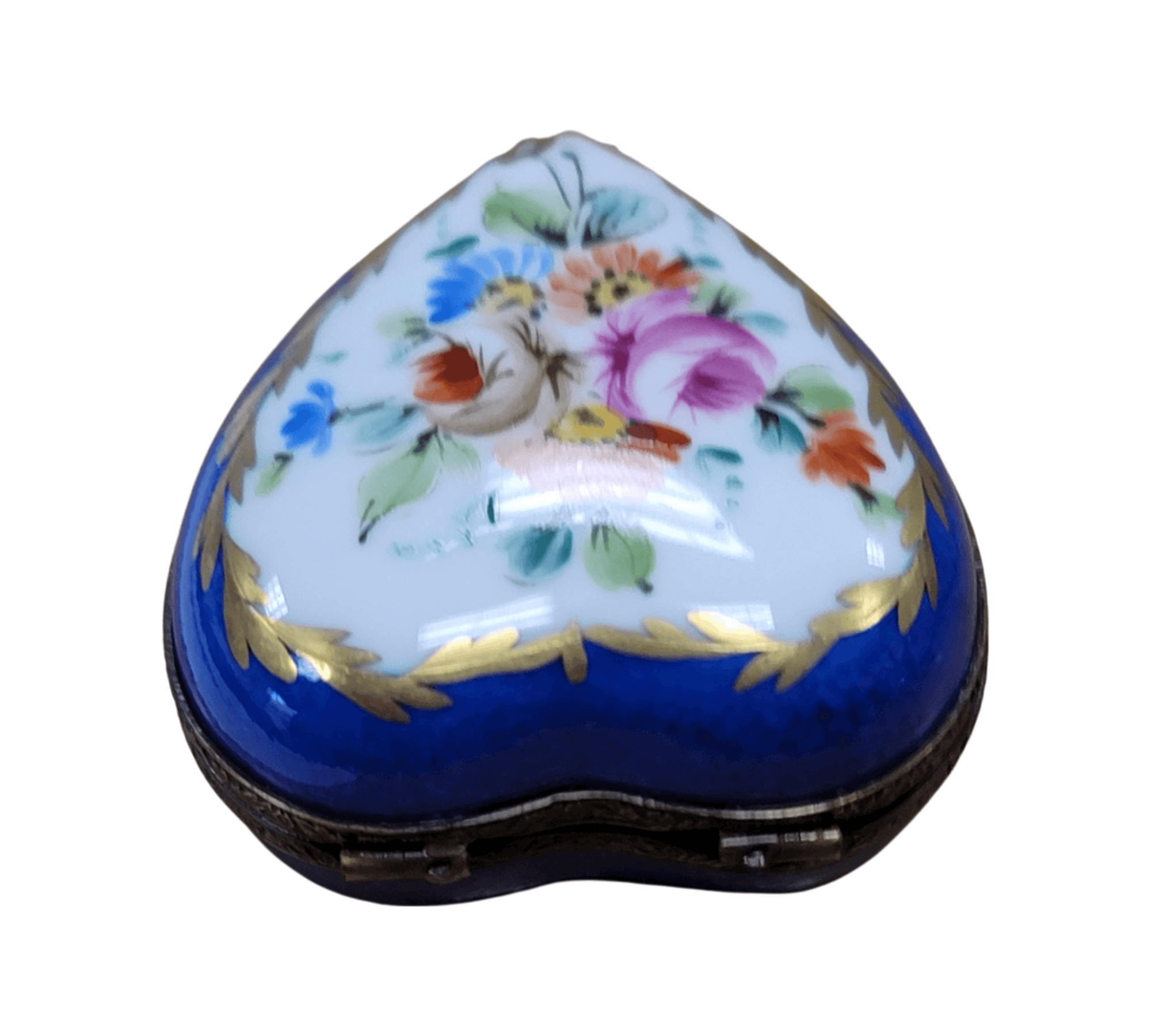 Blue Heart Limoges Perfume Box Porcelain Limoges heart perfume French Trinket Box