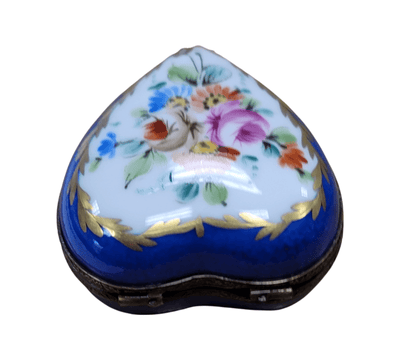 Blue Heart Limoges Perfume Box Porcelain Limoges heart perfume French Trinket Box