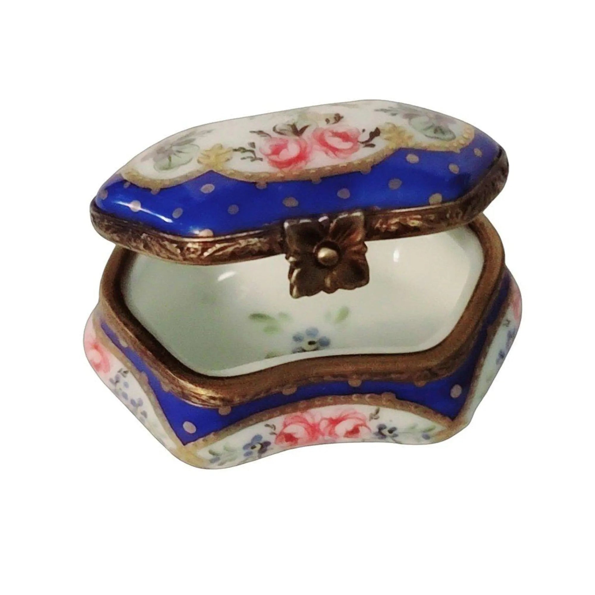 Blue Hexagonal Porcelain Trinket Box Porcelain Limoges traditional special occasions French Trinket Box