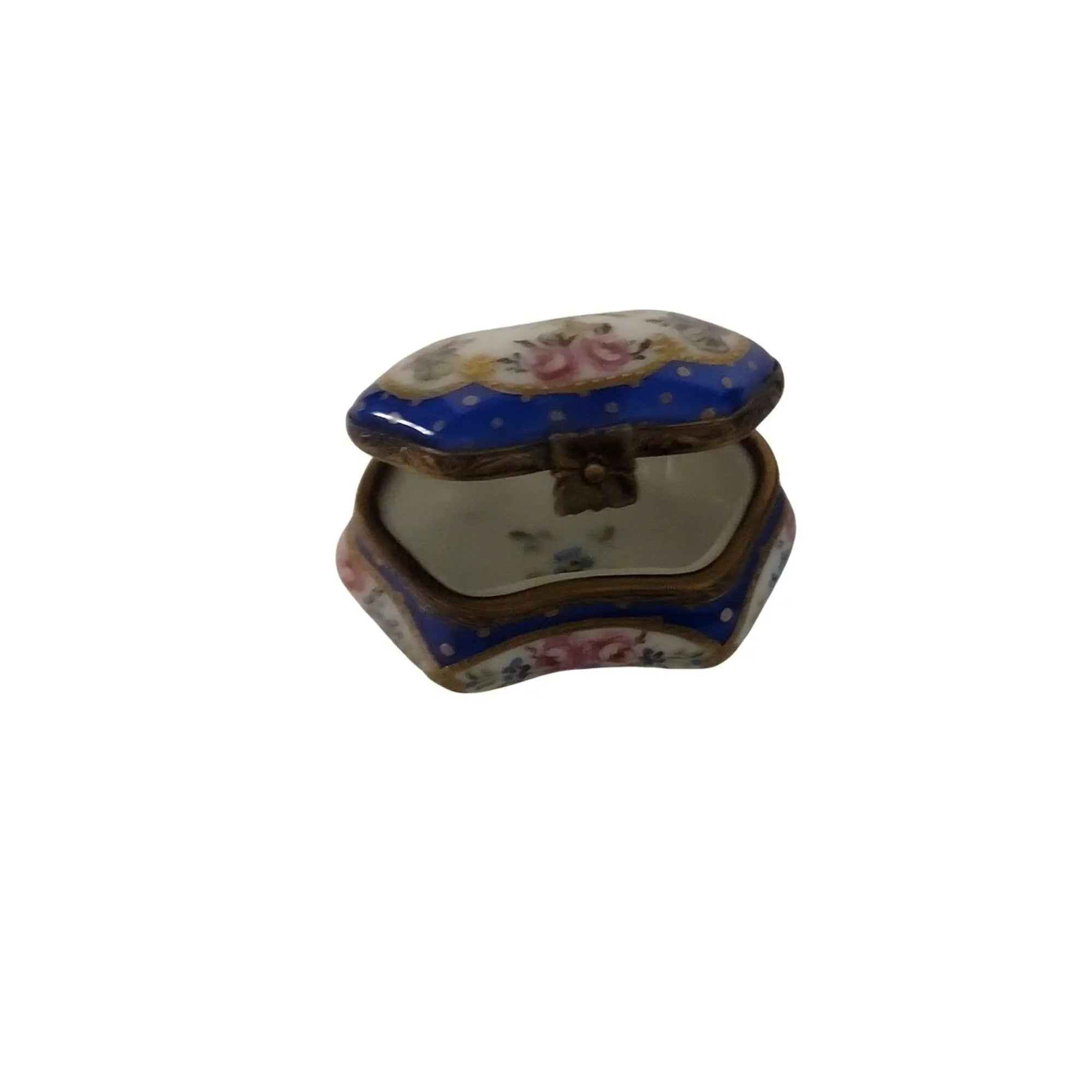 Blue Hexagonal Porcelain Trinket Box Porcelain Limoges traditional special occasions French Trinket Box