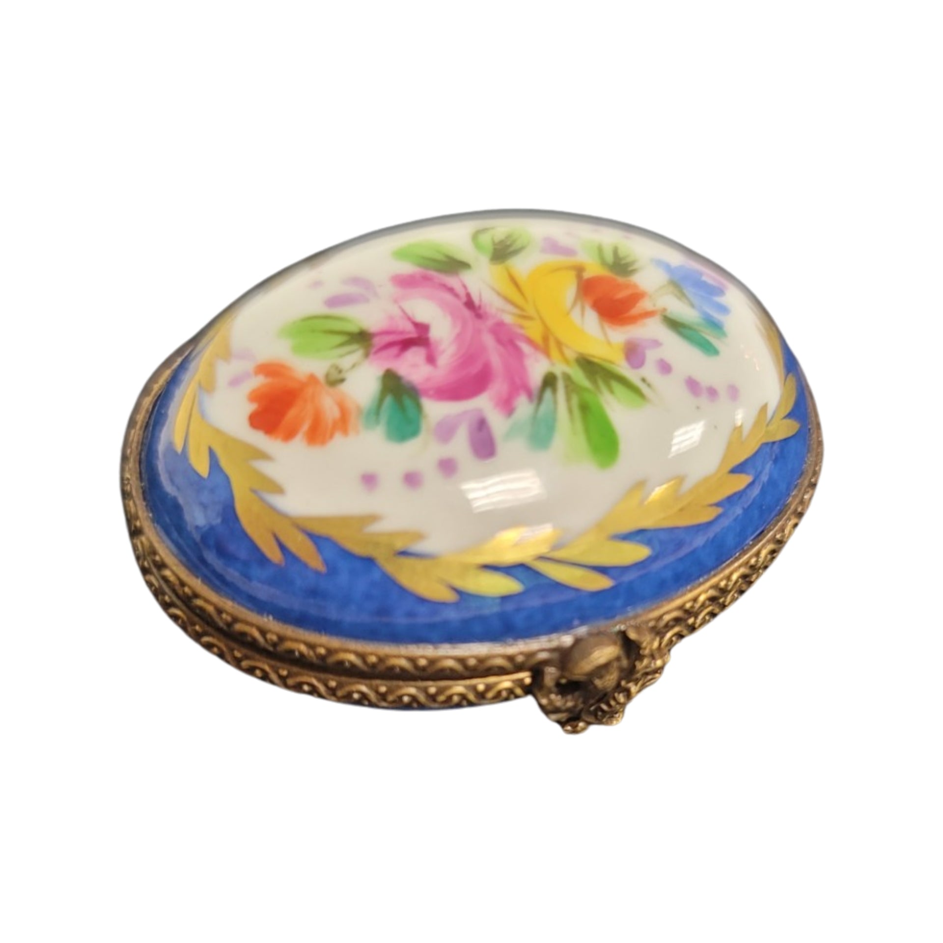 Blue Oval Porcelain Pill Box Porcelain Limoges LIMOGES BOXES traditional antique French Trinket Box