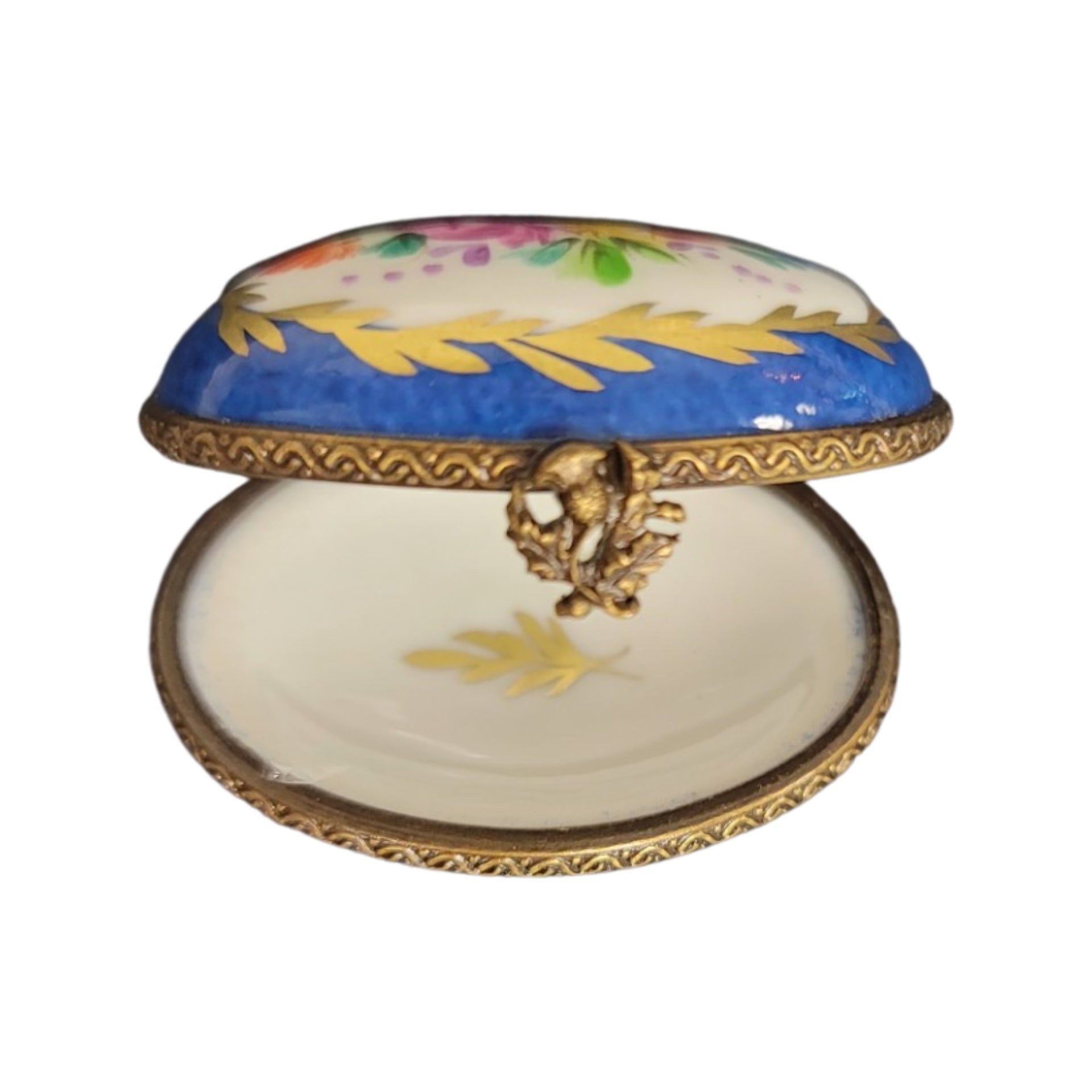 Blue Oval Porcelain Pill Box Porcelain Limoges LIMOGES BOXES traditional antique French Trinket Box