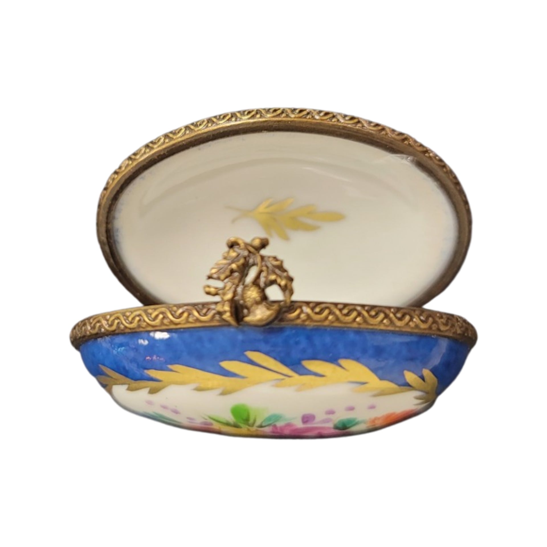 Blue Oval Porcelain Pill Box Porcelain Limoges LIMOGES BOXES traditional antique French Trinket Box