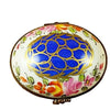 Blue Oval with Gold Circles limoges box Porcelain Limoges French Trinket Box