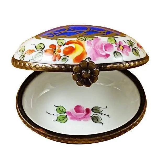 Blue Oval Limoges box, hand-painted porcelain made in France