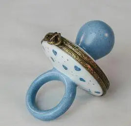 Blue Pacifier Baby Porcelain Limoges BABY maternity LIMOGES BOXES French Trinket Box
