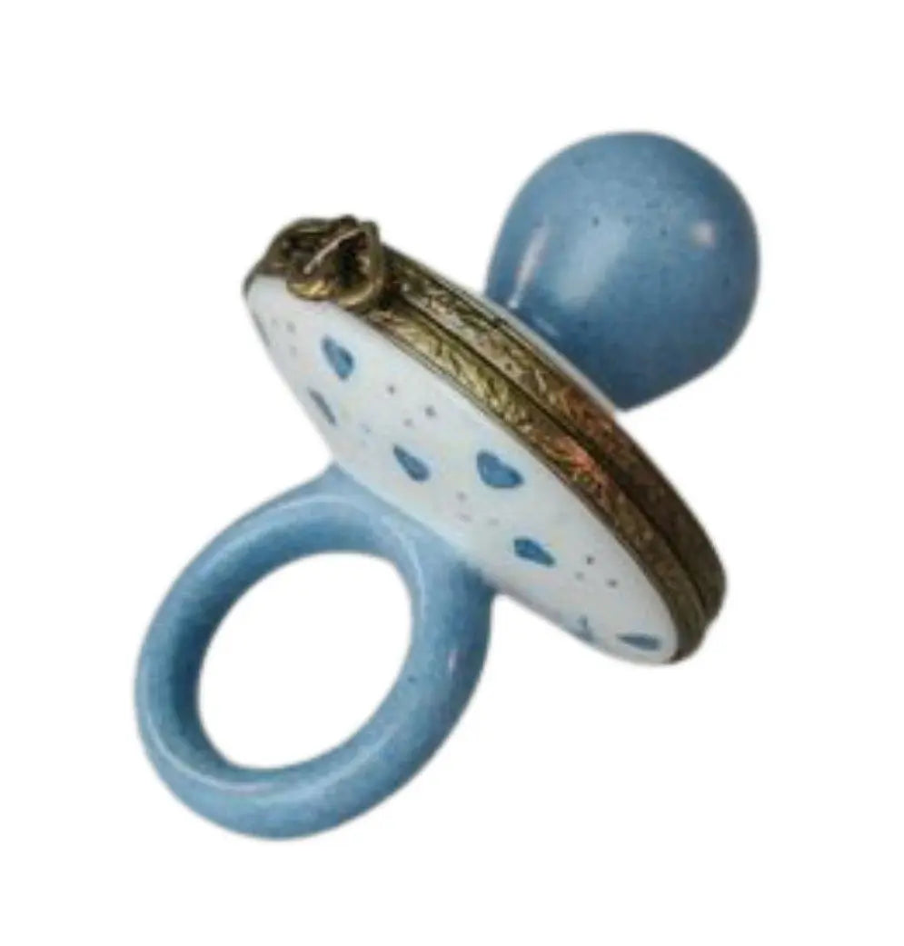 Blue Pacifier Baby Porcelain Limoges BABY maternity LIMOGES BOXES French Trinket Box