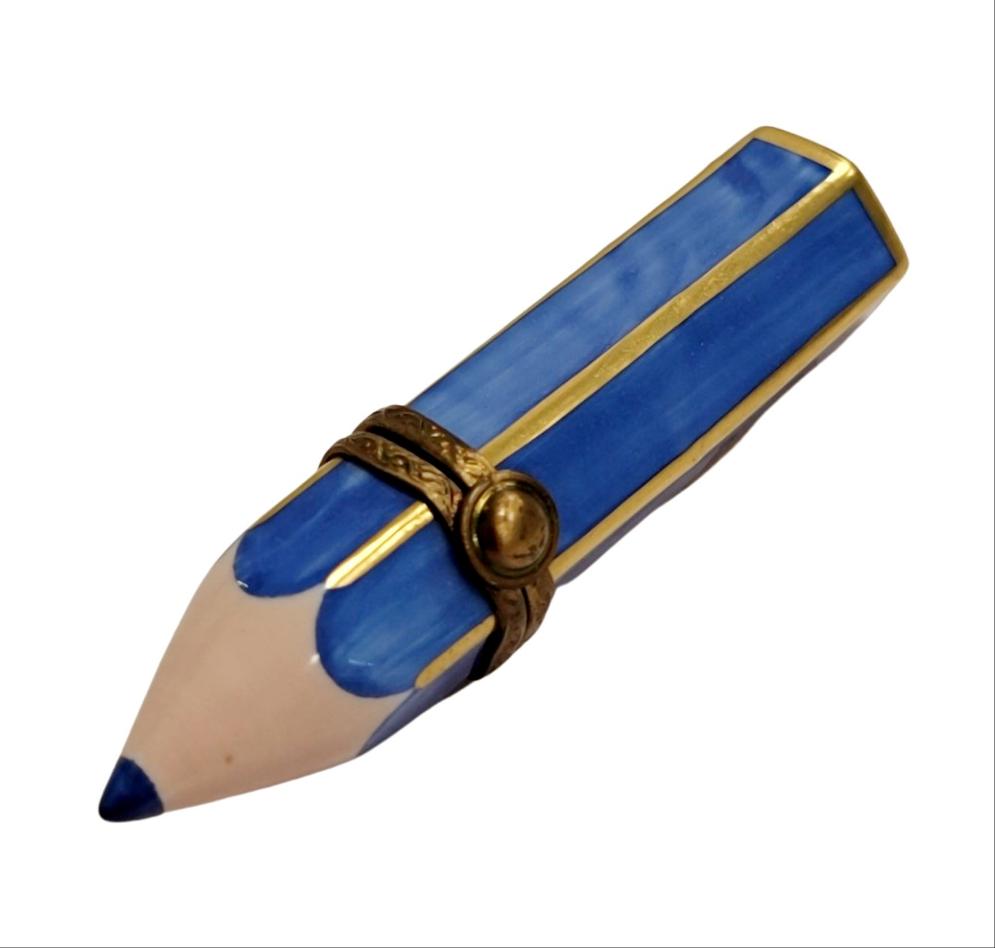 Blue Pencil Limoges Box Porcelain Limoges fine art Baby LIMOGES BOXES professional French Trinket Box