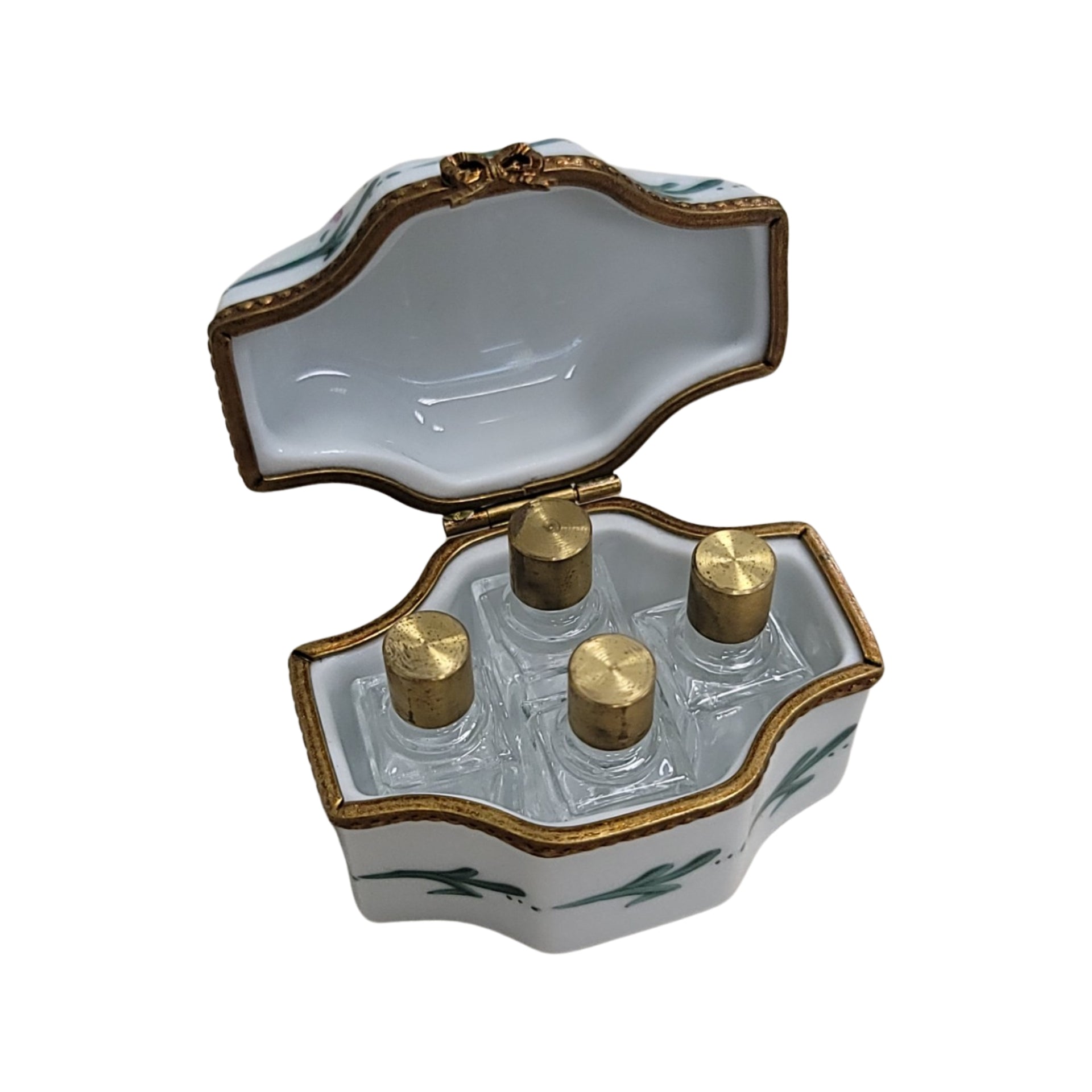 Blue Porcelain Perfume Box Set Porcelain Limoges Perfume French Trinket Box