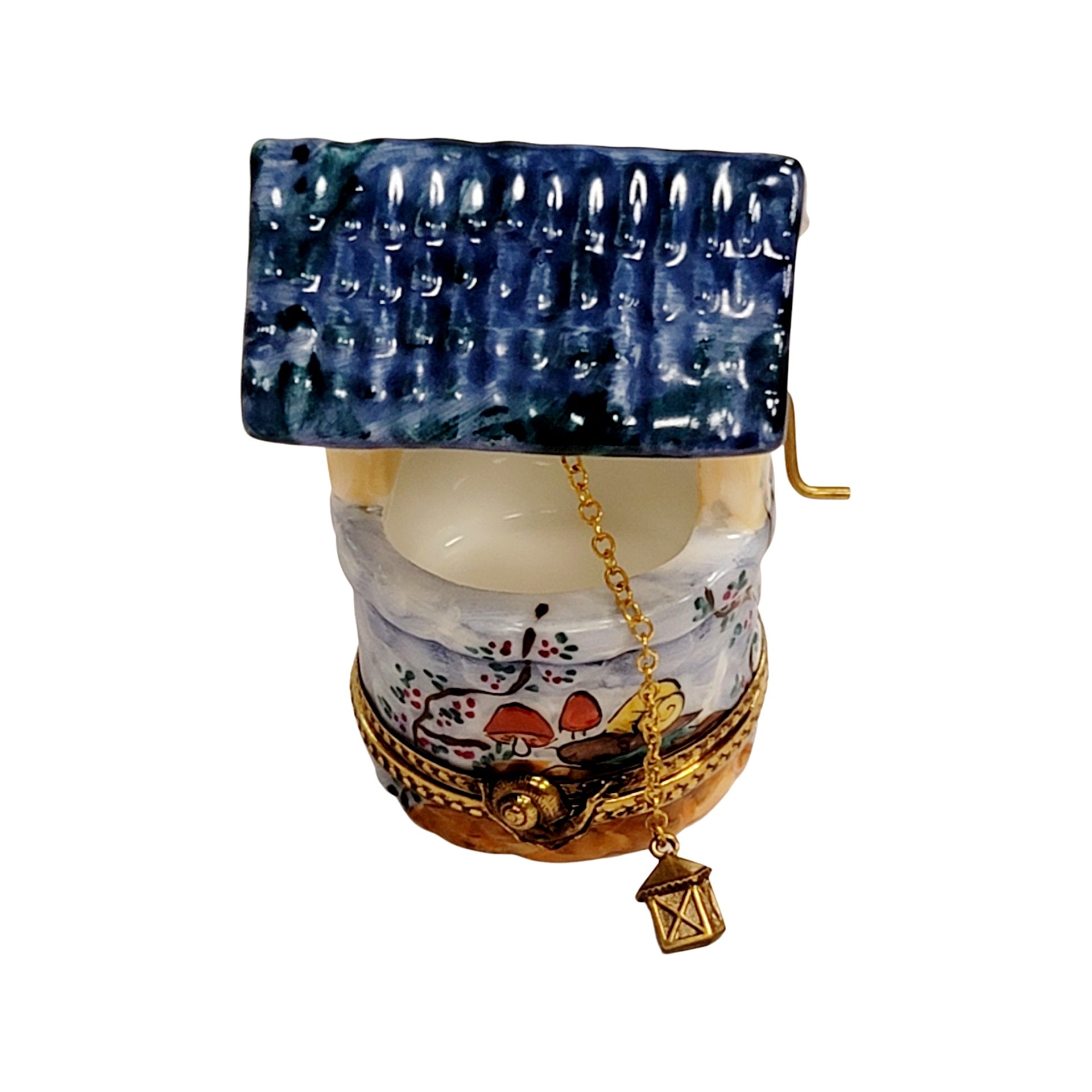 Blue Porcelain Wishing Well Porcelain Limoges garden French Trinket Box