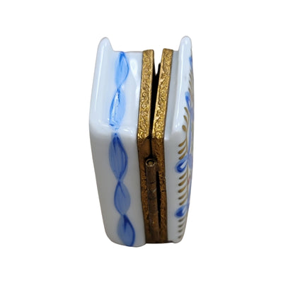 Blue Ribbon Book Keepsake Box Porcelain Limoges book French Trinket Box