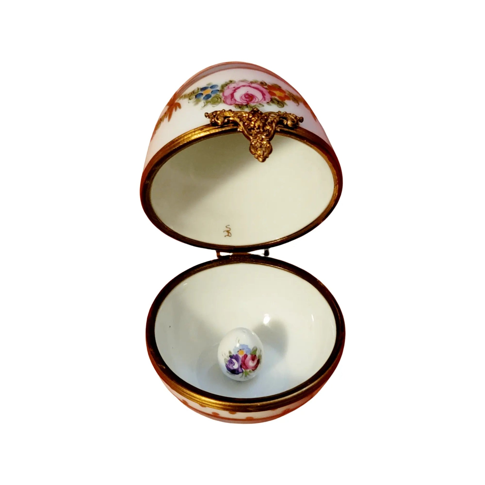 Blue Ribbon Easter Egg Box Porcelain Limoges Egg Limoges Boxes traditional Easter French Trinket Box