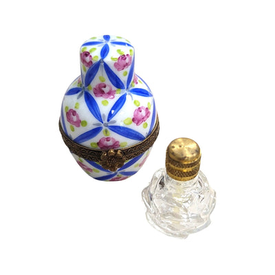 Blue Roses Perfume Box Porcelain Limoges Perfume French Trinket Box