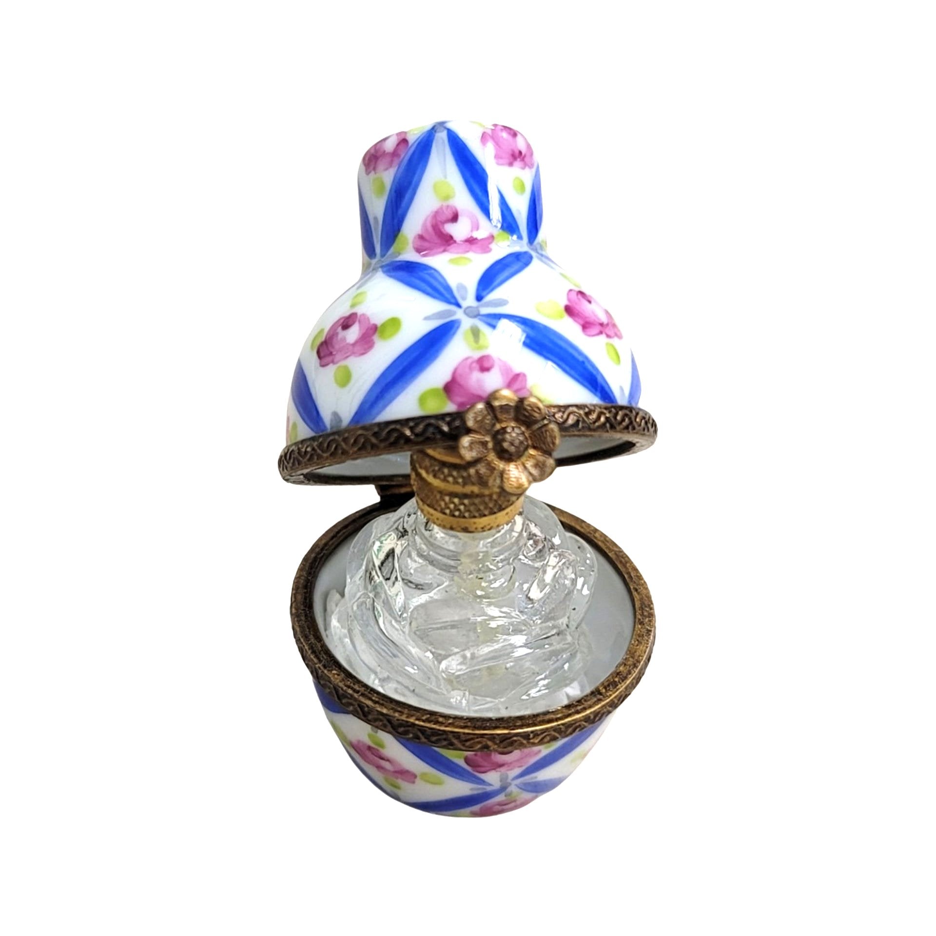 Blue Roses Perfume Box Porcelain Limoges Perfume French Trinket Box