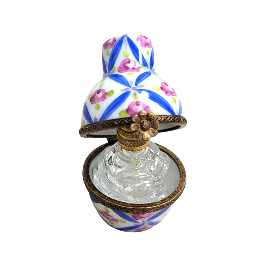 Blue Roses Perfume Box Porcelain Limoges Perfume French Trinket Box