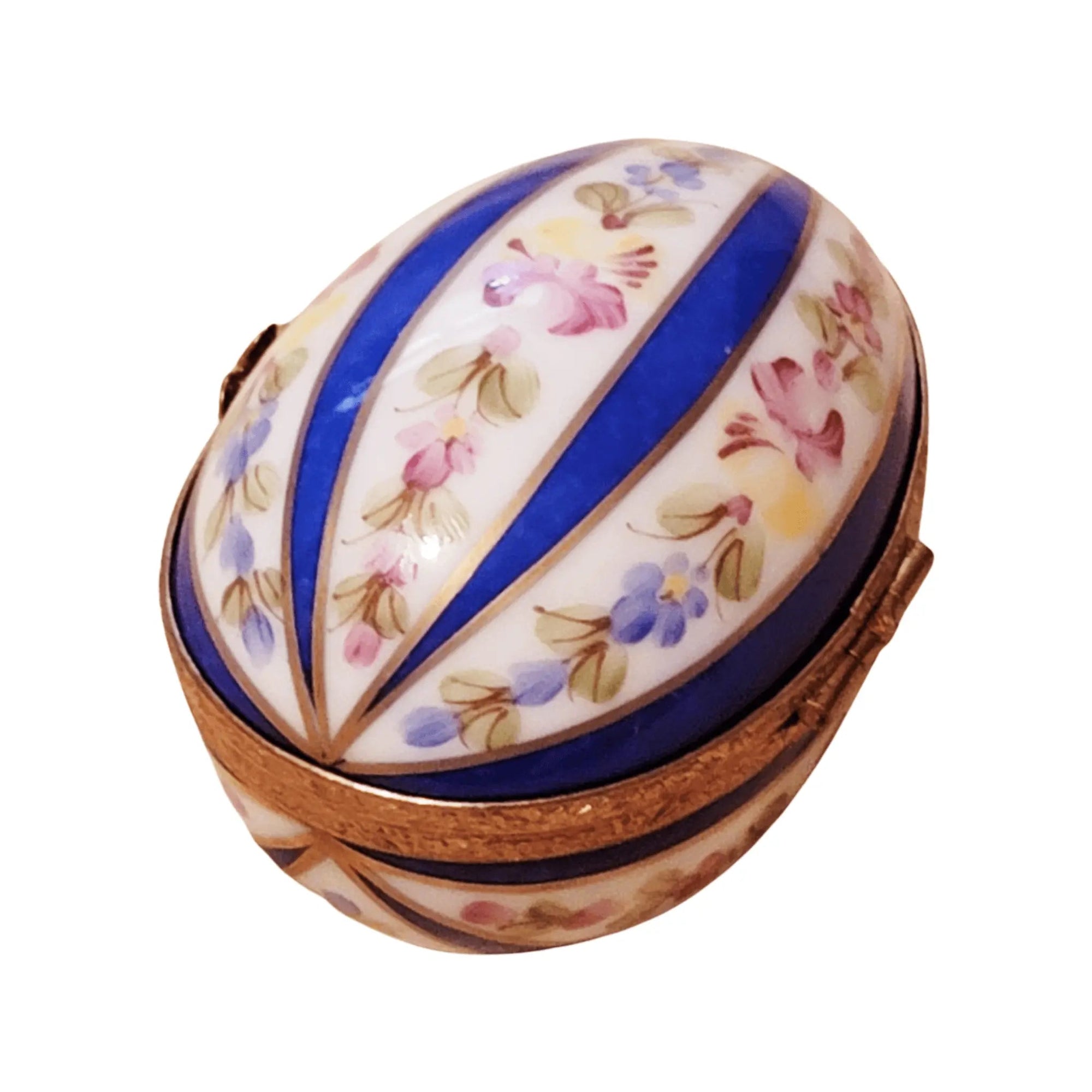 Blue Striped Porcelain Egg Porcelain Limoges Limoges Imports Limoges Boxes eggs egg Easter French Trinket Box