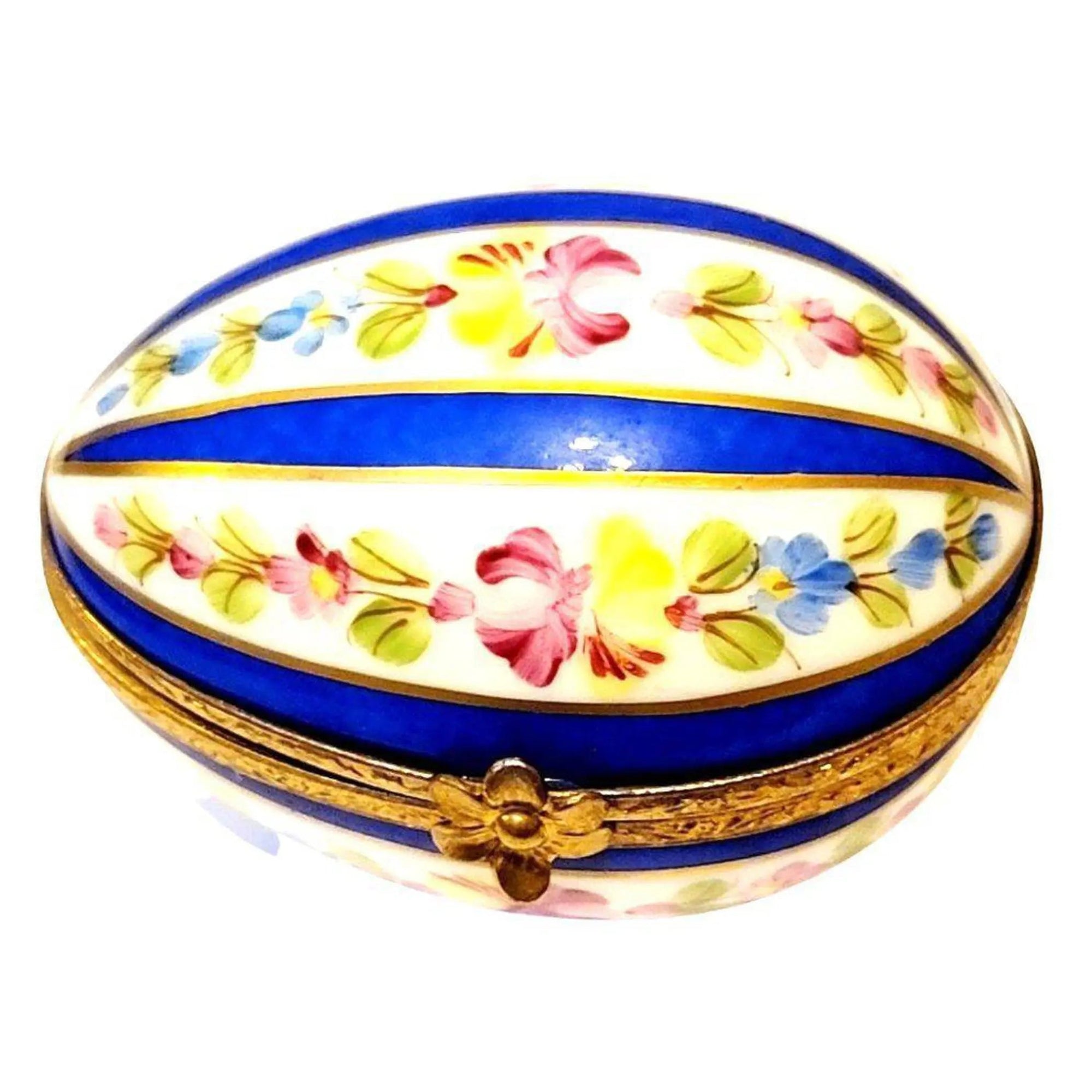 Blue Striped Porcelain Egg Porcelain Limoges Limoges Imports Limoges Boxes eggs egg Easter French Trinket Box