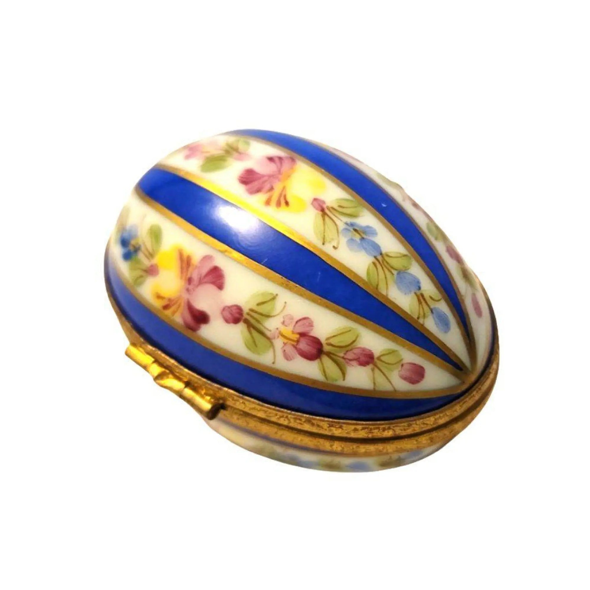 Blue Striped Porcelain Egg Porcelain Limoges Limoges Imports Limoges Boxes eggs egg Easter French Trinket Box