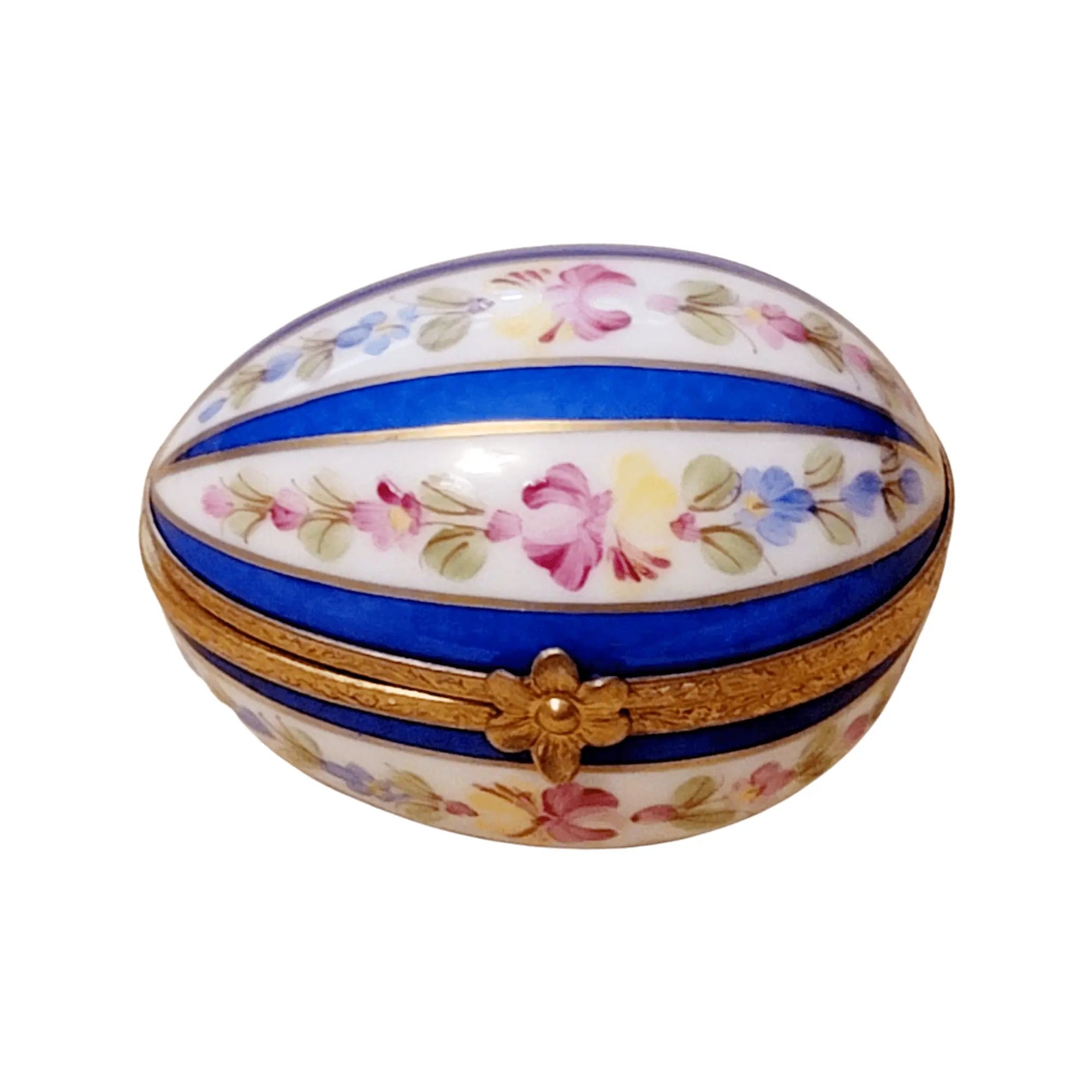 Blue Striped Porcelain Egg Porcelain Limoges Limoges Imports Limoges Boxes eggs egg Easter French Trinket Box