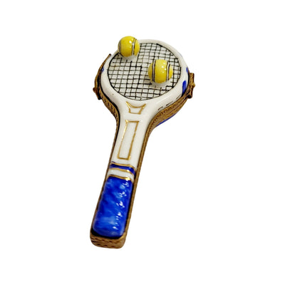Blue Tennis Racquet Collectible Box Porcelain Limoges sports limoges boxes French Trinket Box