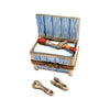 Blue Tool Bench Limoges Box Porcelain Limoges home professional French Trinket Box