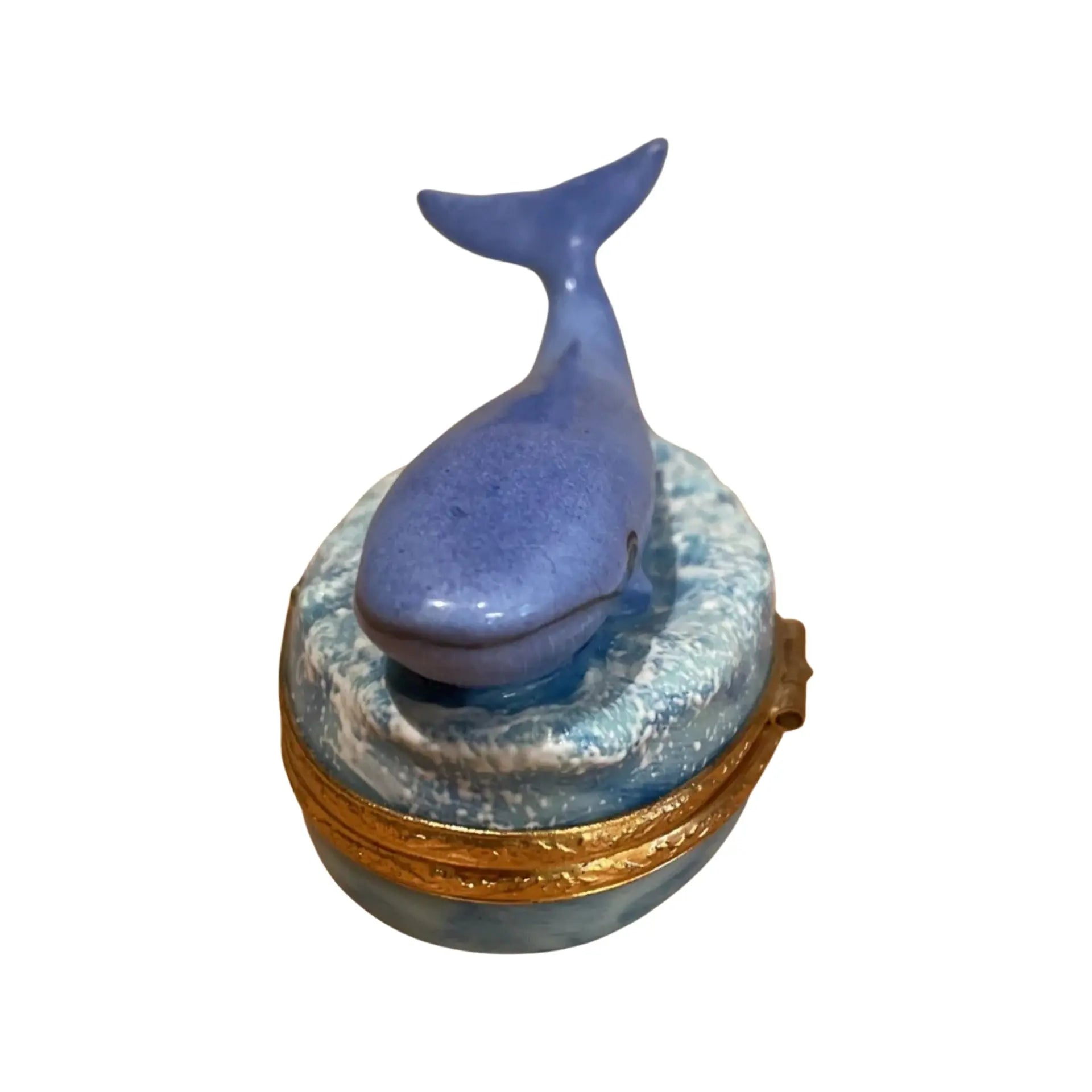 Blue Whale Porcelain Limoges Fish Ocean French Trinket Box