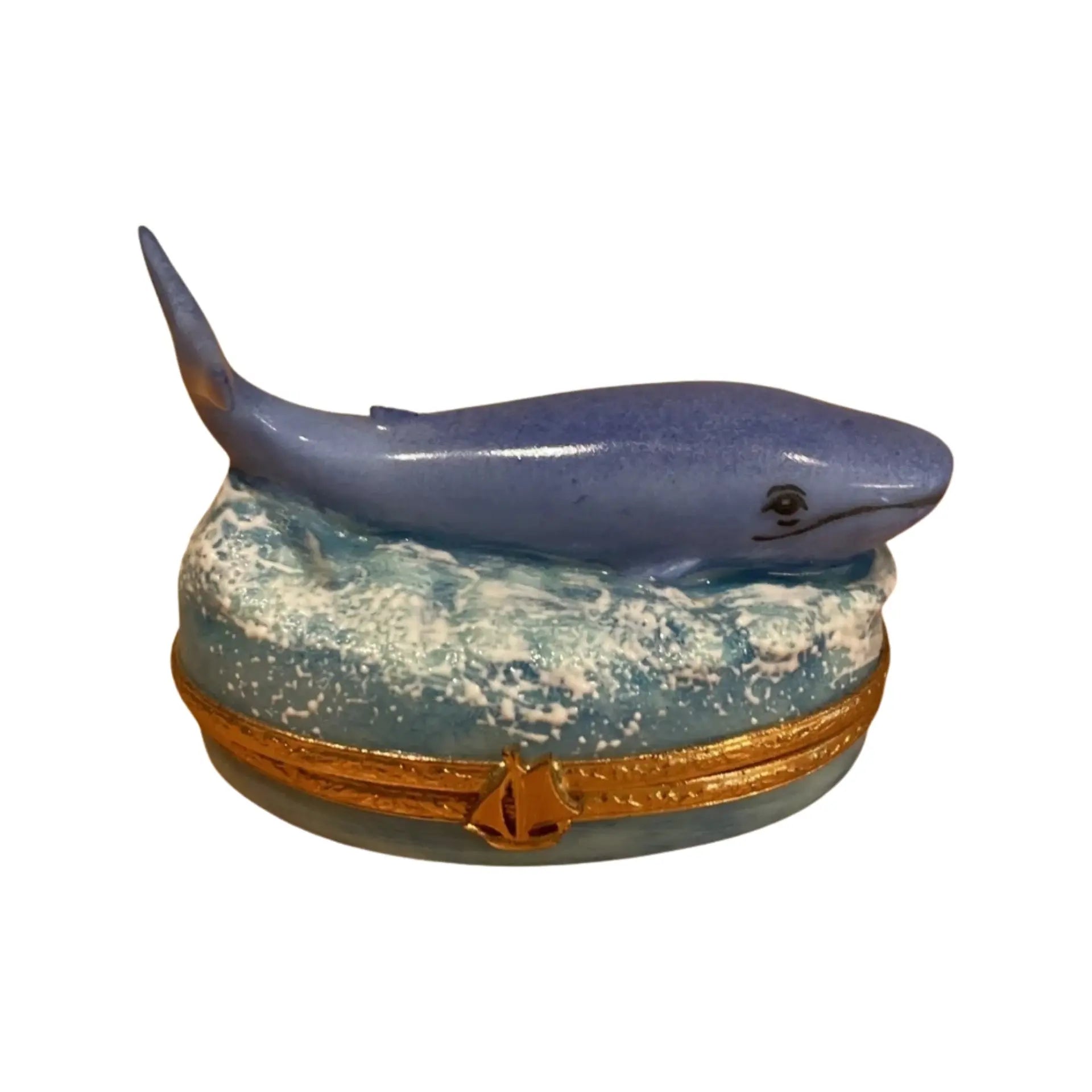 Blue Whale Porcelain Limoges Fish Ocean French Trinket Box