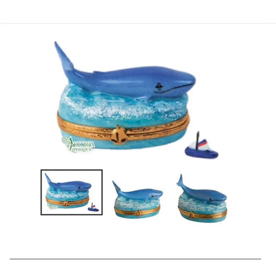 Blue Whale Porcelain Limoges Fish Ocean French Trinket Box