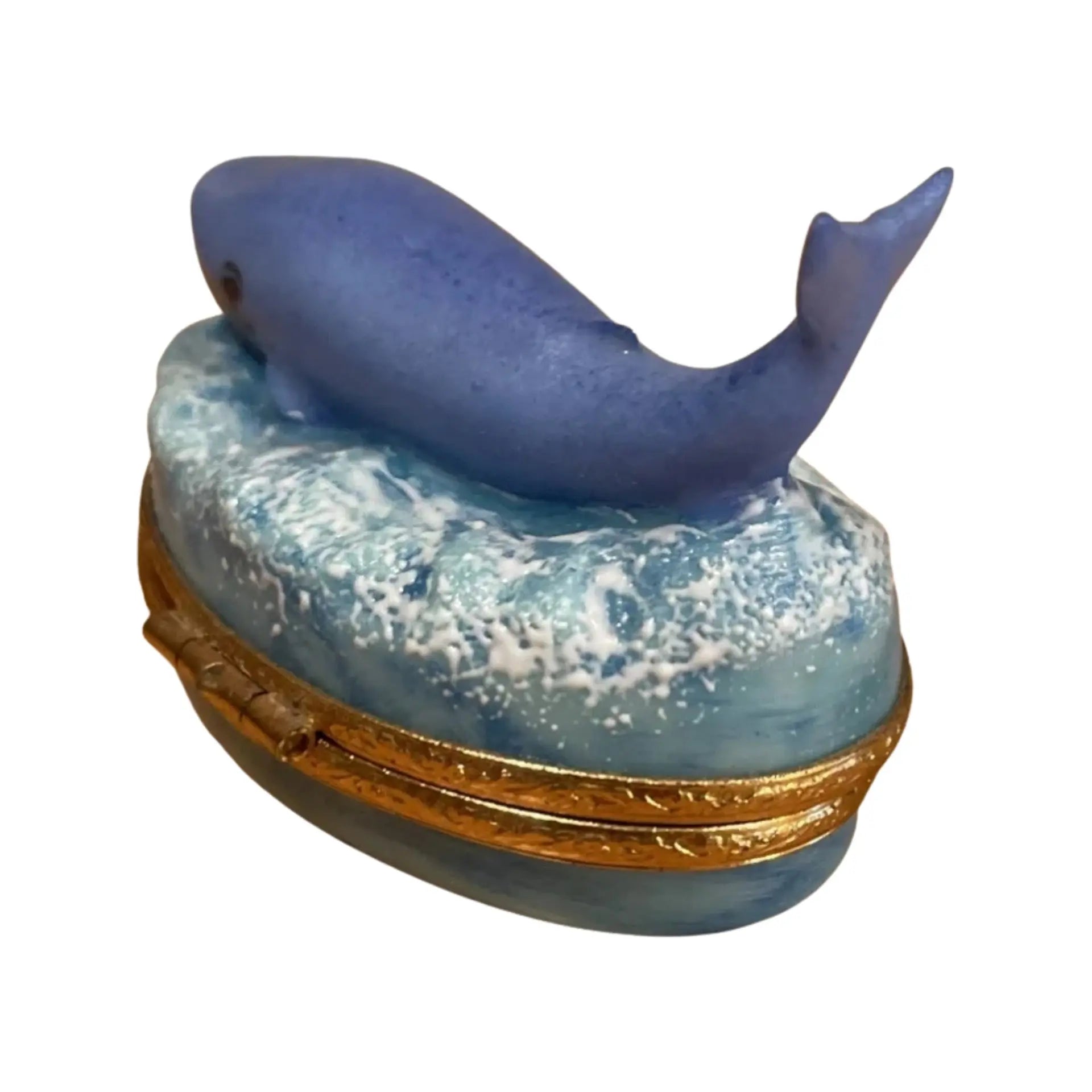 Blue Whale Porcelain Limoges Fish Ocean French Trinket Box