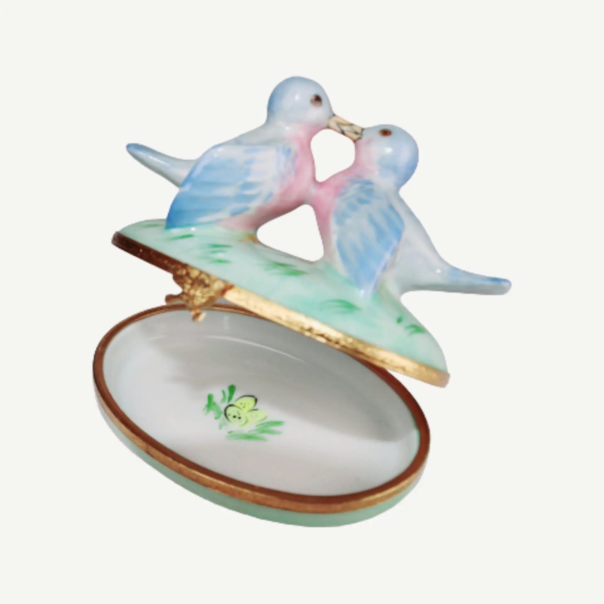 Bluebirds In Love Porcelain Limoges bird birds French Trinket Box